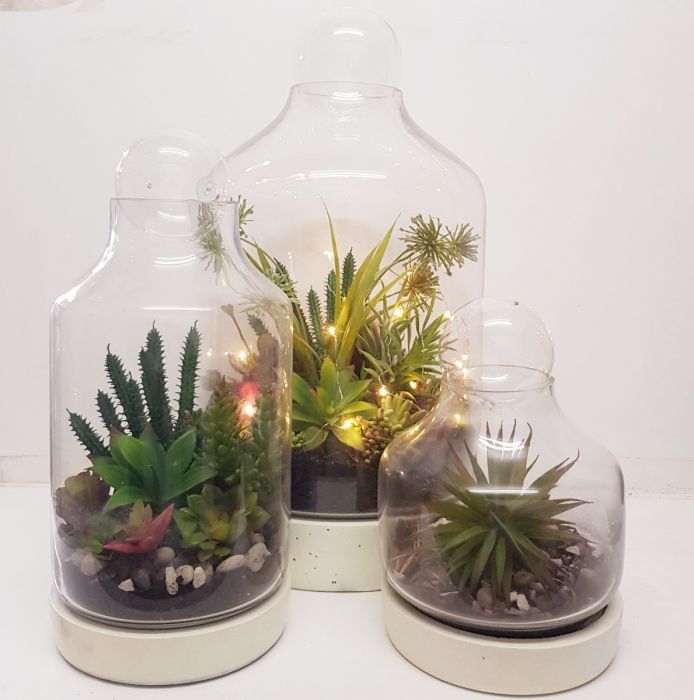 Terrarium Glassware Range - Concrete glass atrium with glass ball