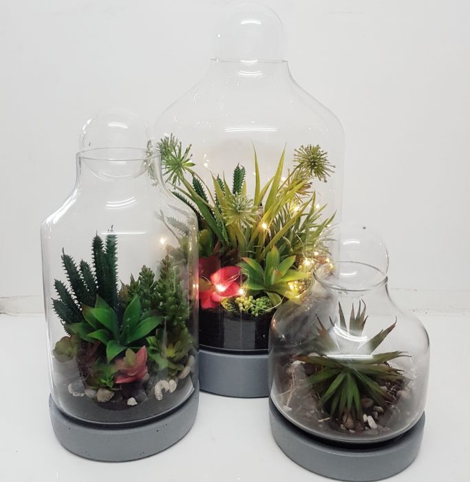 Terrarium Glassware Range - Concrete glass atrium with glass ball